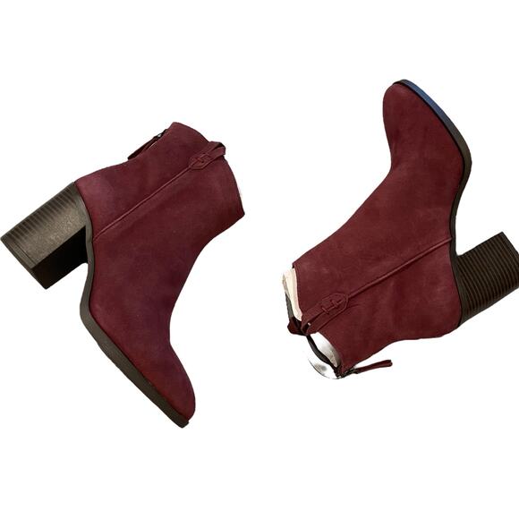 Mia Red Burgundy Rhys 8 Bootie Boot Zipper Block Heel Fall Autumn Boho - Picture 1 of 10
